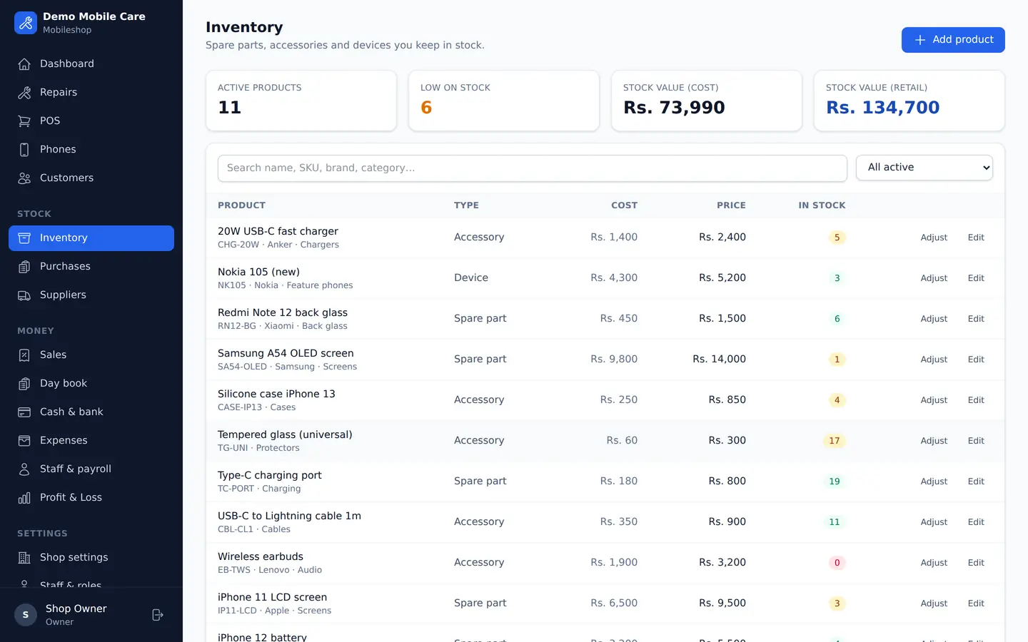 Stock — Mobwala